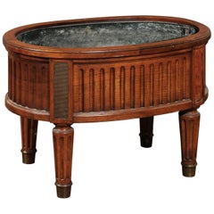 French 19th Century Neoclassical Style Cherry Jardinière with Tin-Lined Interior