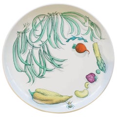 Piero Fornasetti Pottery Vegetalia Plate, #11 Cornettino, 1955