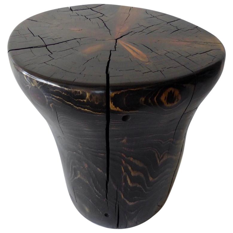 Solid Black Pine Side Table by Contemporary American Artist Daniel Pollock For Sale