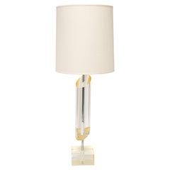 Lampe architecturale en lucite dorée mi-siècle moderne