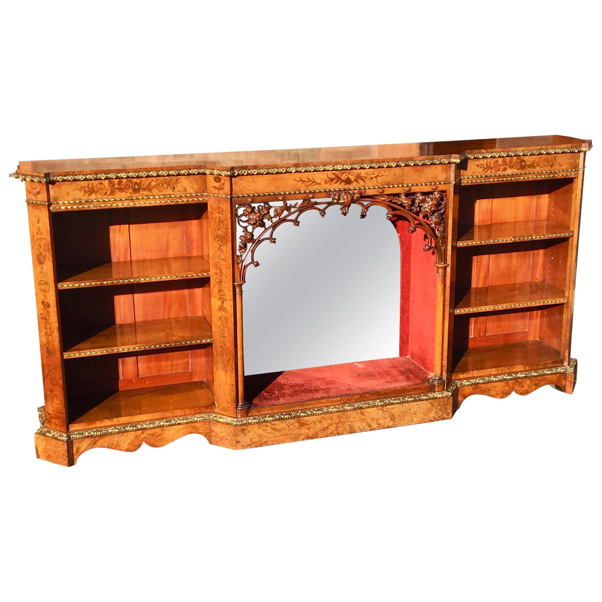 Bookcase or Side Cabinet in Burr Walnut English, circa 1860 For Sale