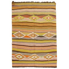 Vintage Turkish Striped Kilim