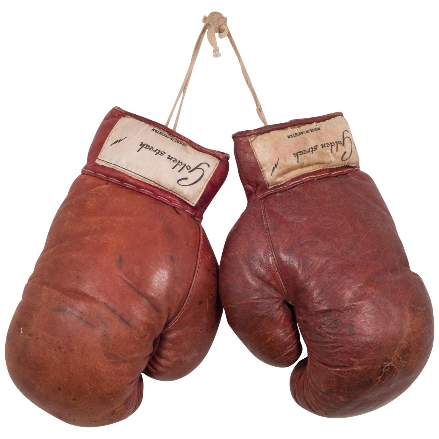 Vintage Leather "Golden Streak" Boxing Gloves, circa 1940s