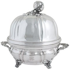 Pair of Metal 'Silver Lined' Warmer Round Dish and Bell