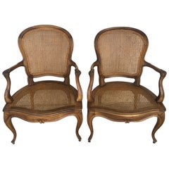 18th Louis XV Cane Back and Seat Fauteuil Armchair
