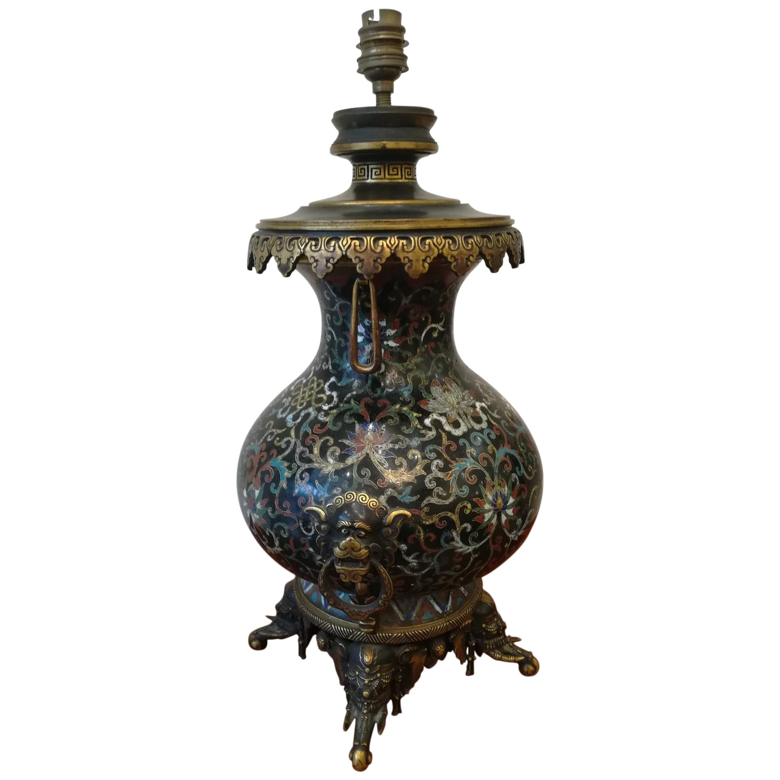 Ferdinand Barbedienne XIX°Cloisonné Table Lamp