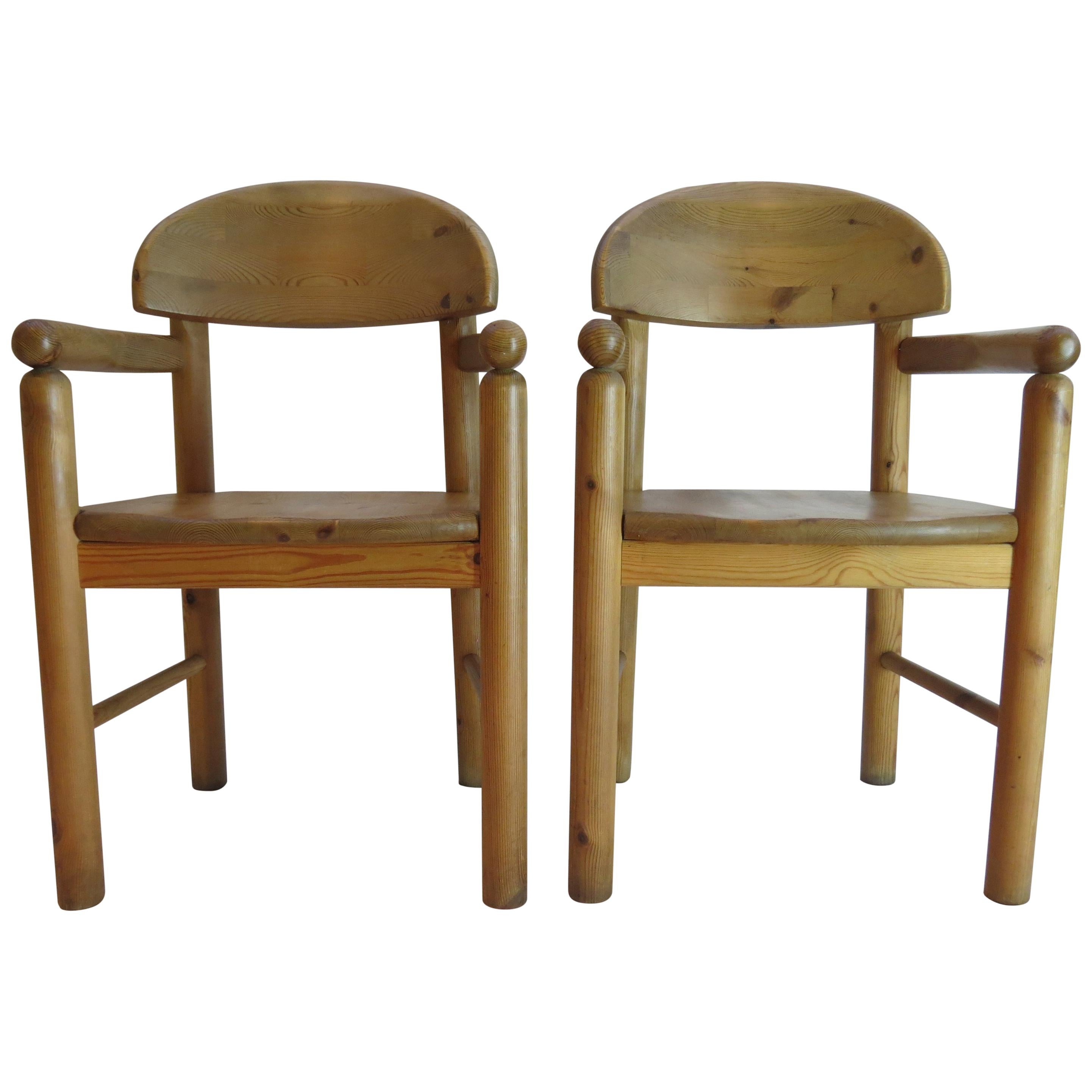 Pair of Danish Pine Carver Dining Chairs by Rainer Daumiller for