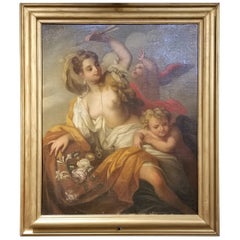 Allegorical Nymph and Cherub Painting, Early 19th Century