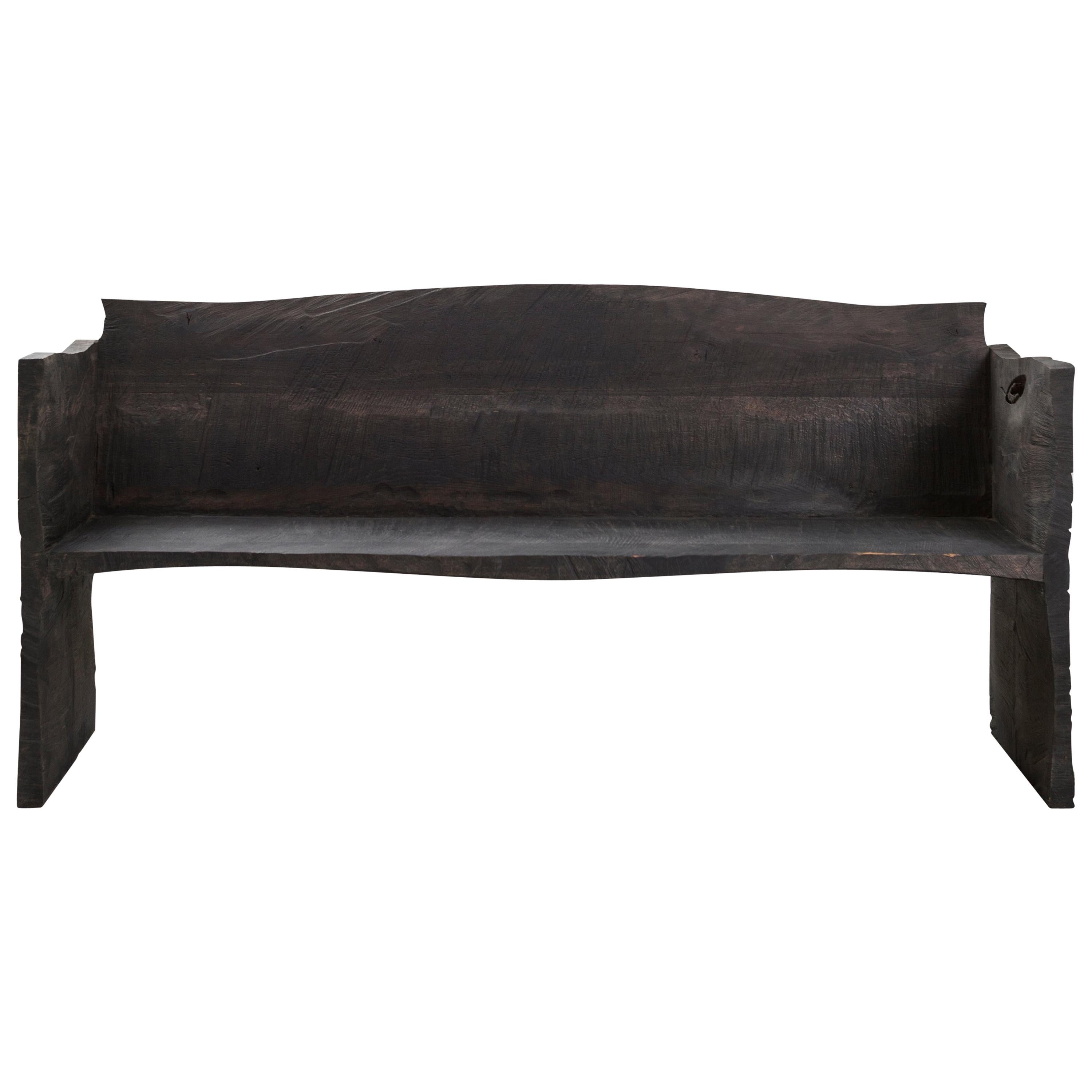 Contemporary Brutalist Style Bench in Solid Oak ‘Dark’ and Linseed Oil