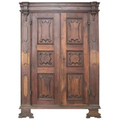 17th Century Italian Louis XIV Walnut Carved Wardrobe or Armoire