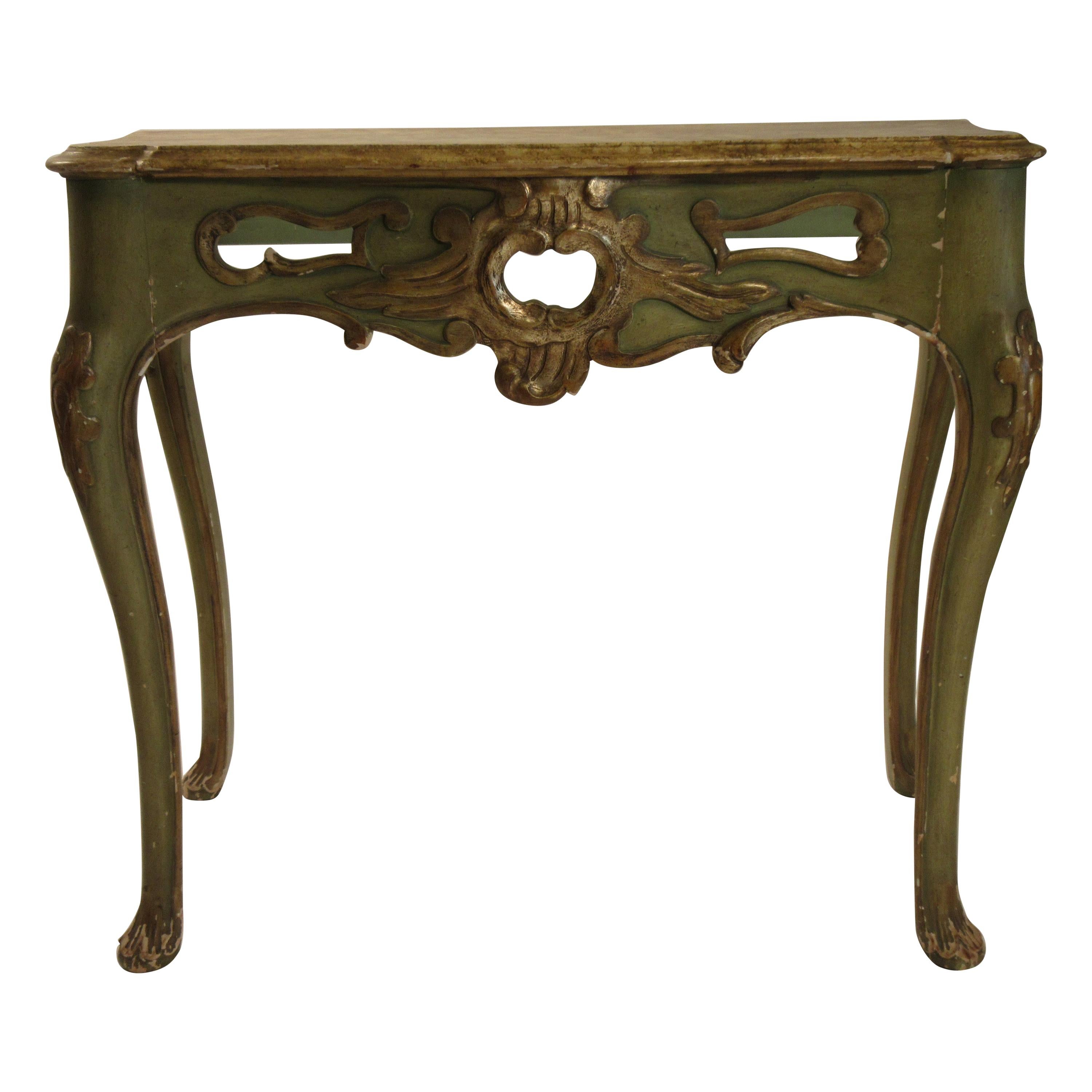 1950s French Faux Painted Carved Wood Console