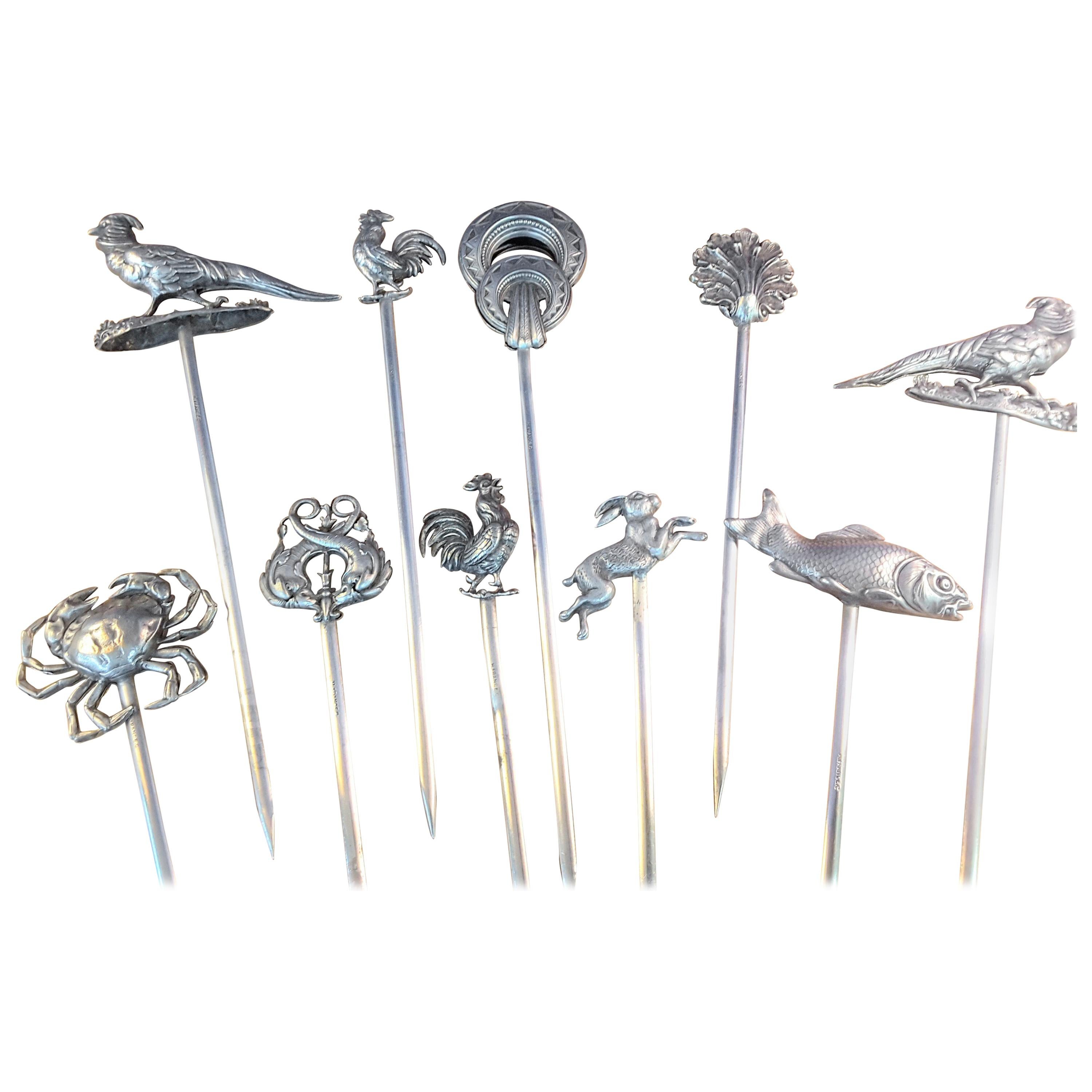 Set of 10 HC France Figural and Animal Meat Skewers