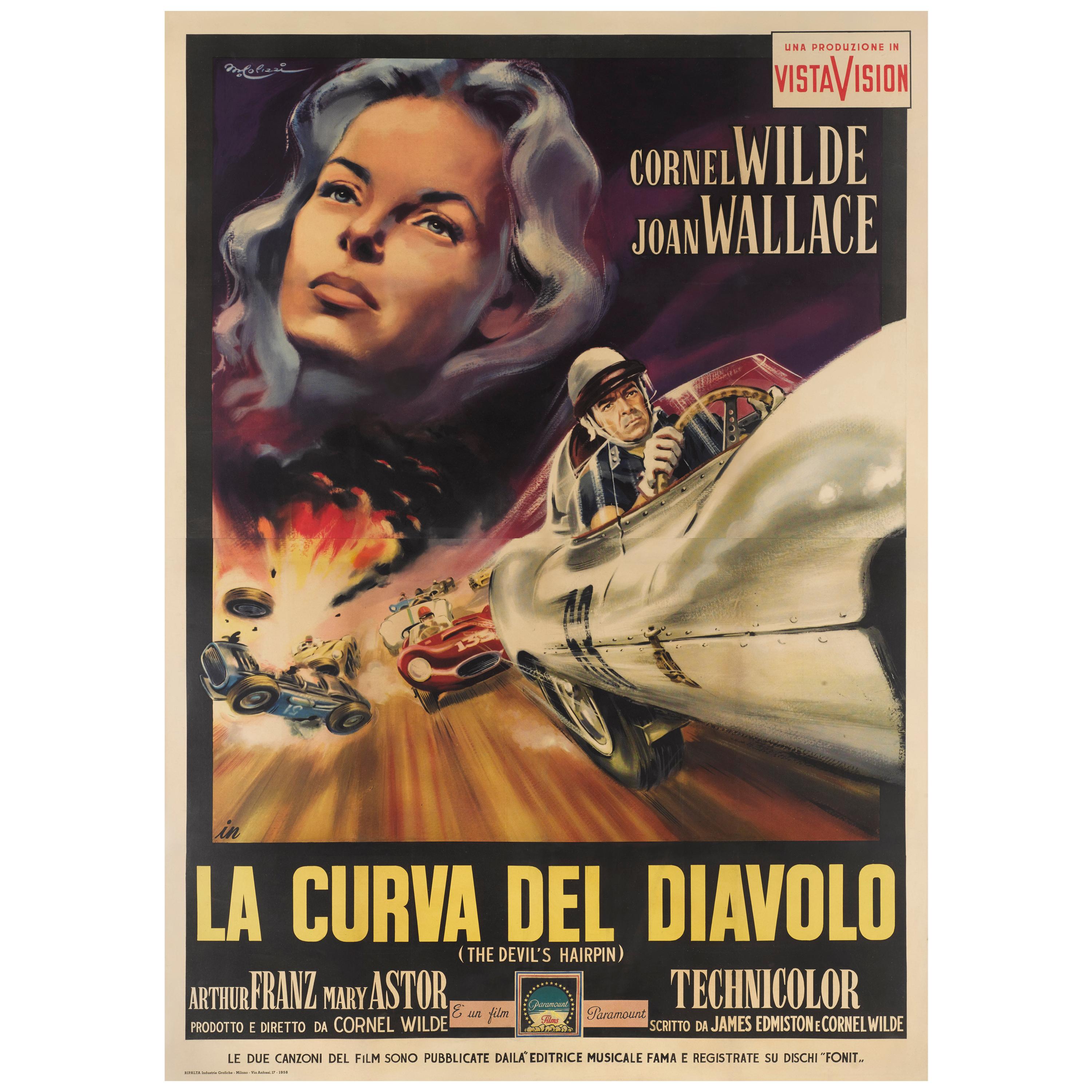 Filmplakat ""Die Haarnadel des Teufels / La Curva Del Diavolo" im Angebot