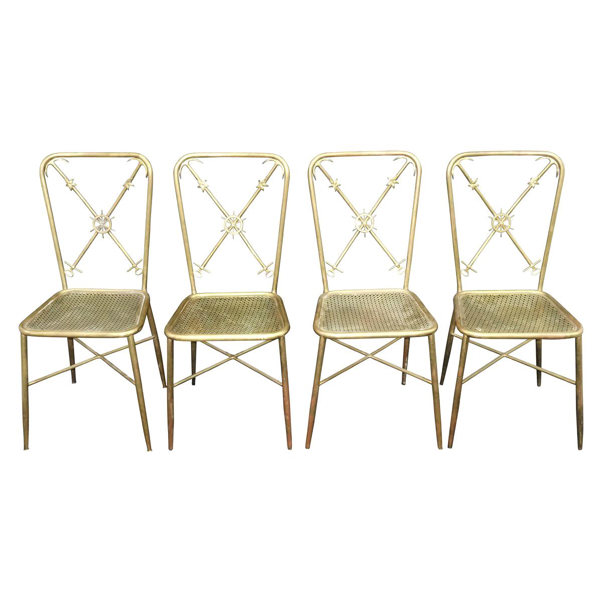 4 Italian Nautical Dining Chairs in the Manner of Gio Ponti For Sale