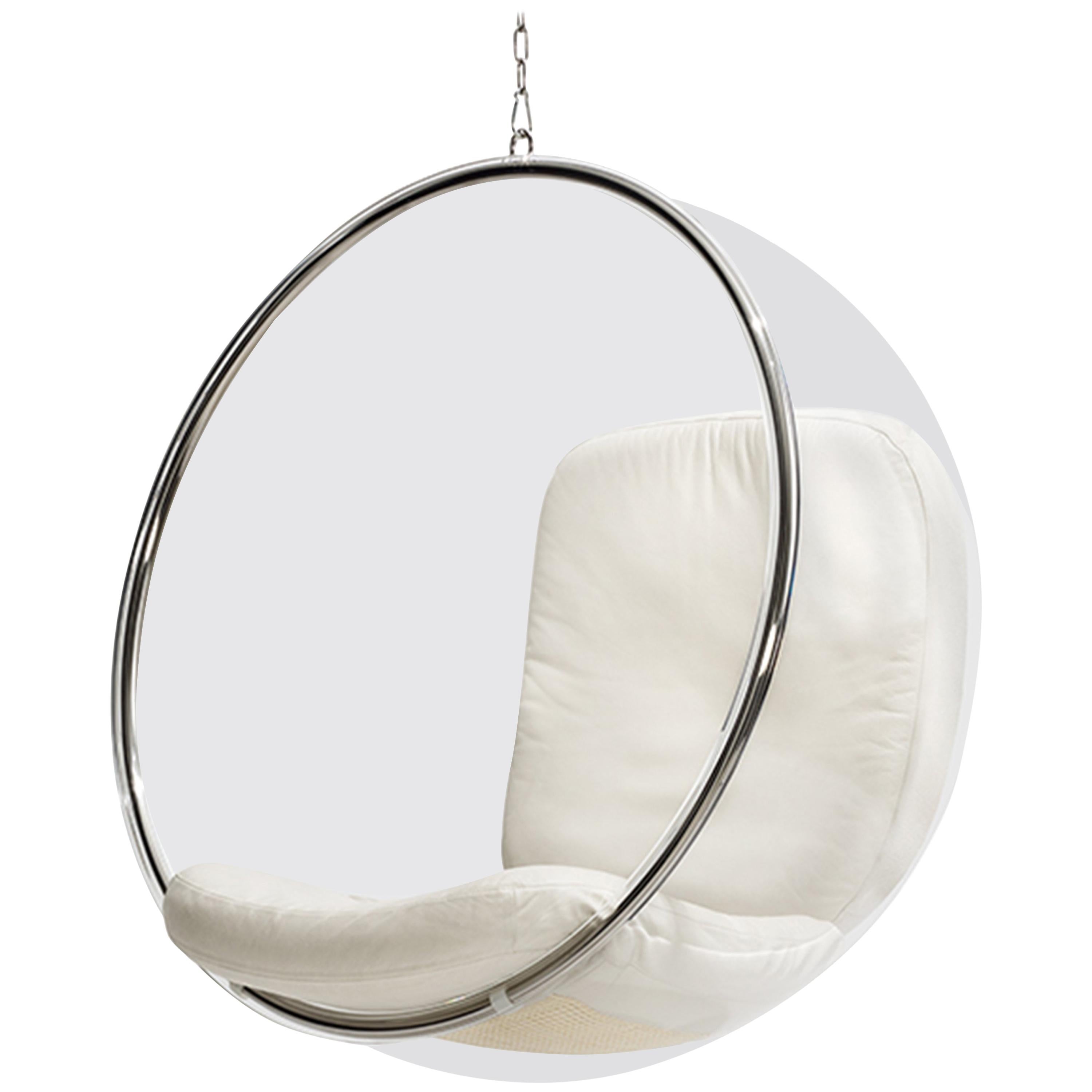 White Leather Bubble Chair by Eero Aarnio