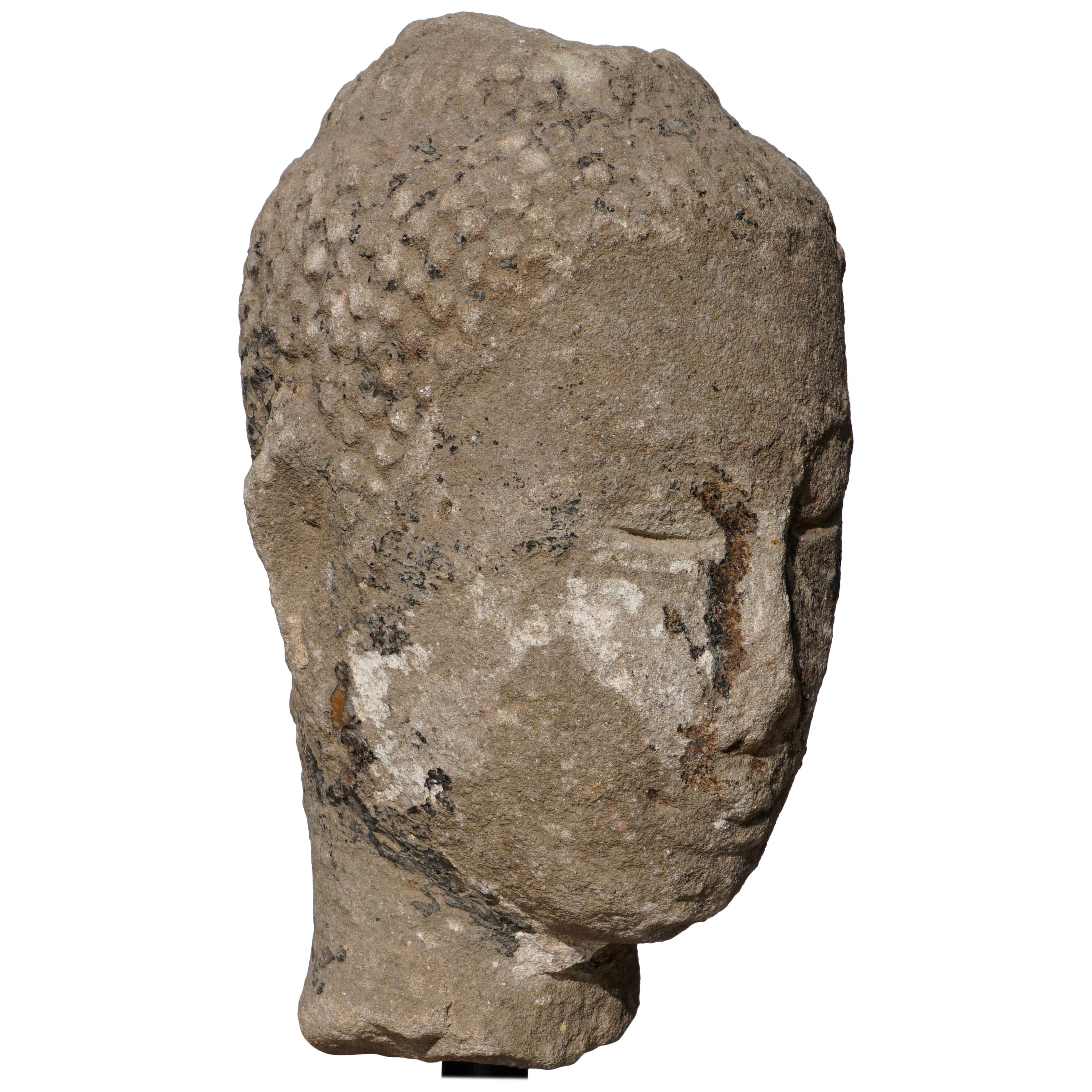 Large 15th-16th Century Sandstone Thai Buddha Head