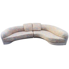 Unusual 2-Piece Curved Sectional Sofa Mid-Century Modern