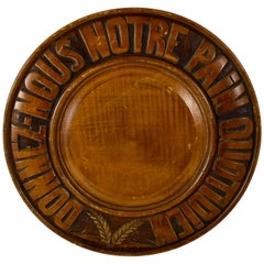 Rustic Country French Hand Carved Wood Motto & Wheat Sheaves Bread Board