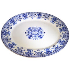 1880s Antique English Blue and White Platter