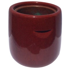 Meiji Era Japanese Red Lacquered Brazier and Copper Liner