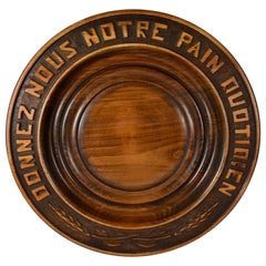 Rustic Country French Hand Carved Wood Motto & Wheat Sheaves Bread Board