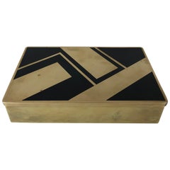 Art Deco Brass and Enamel Inlay Box