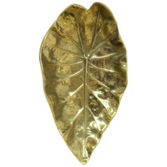 Vintage Gold Brass Leaf Jewelry Dish Vide-Poche, 1956