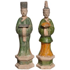 Antique Large Ming Dynasty Terracotta Tomb Procession Attendees