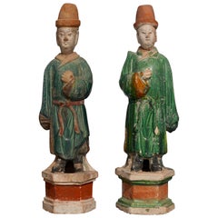 Pair of Ming Dynasty Terracotta Tomb Dignitaries