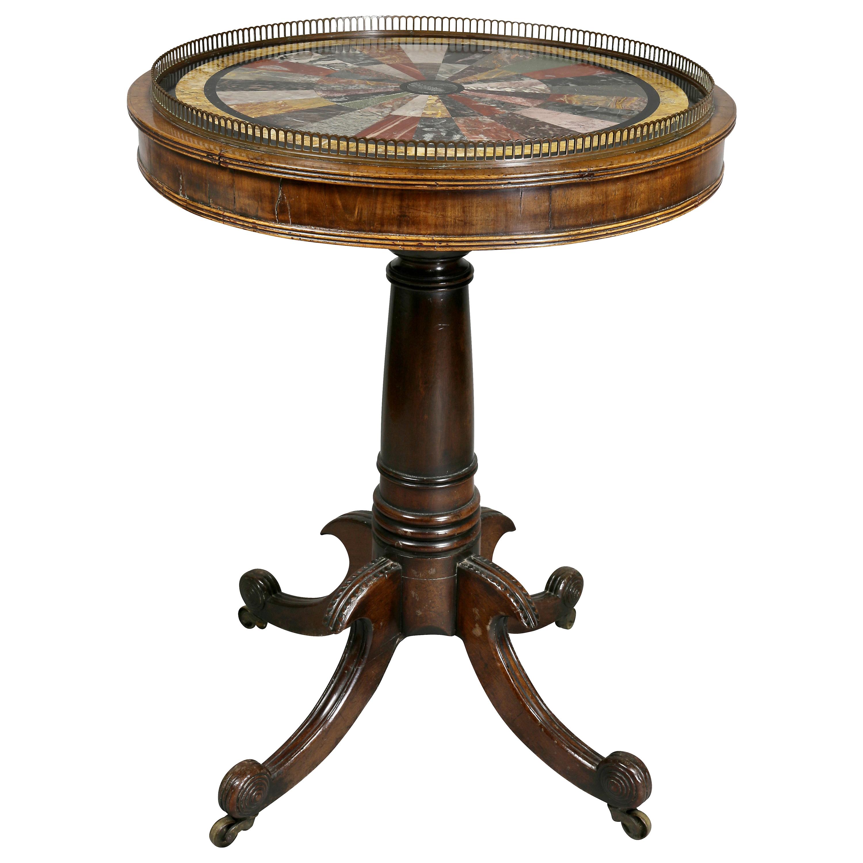 Regency Rosewood and Specimen Marble Table For Sale
