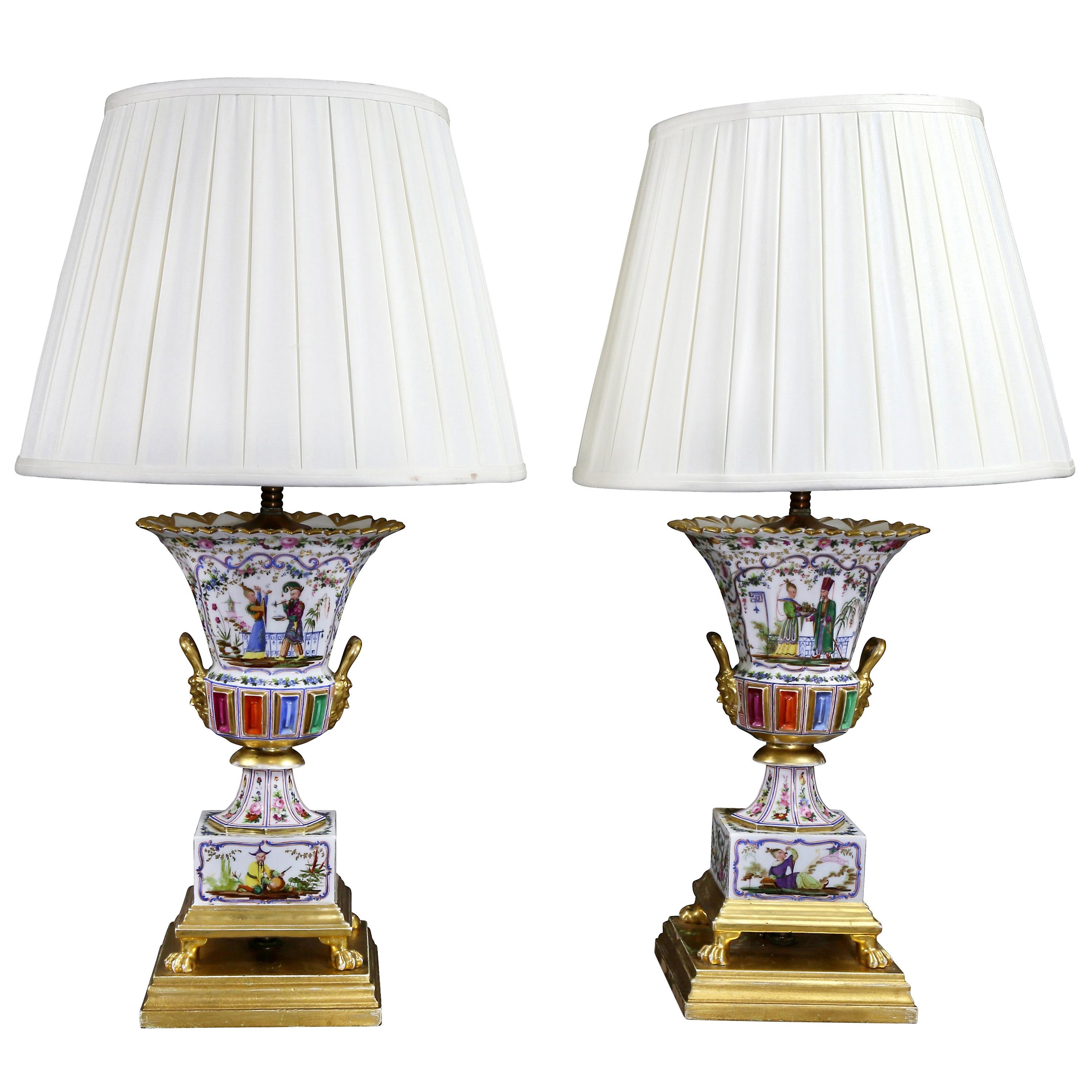 Pair of Jacob Petit Porcelain Vases Mounted as Lamps