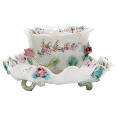 Chinese Export Porcelain Qianlong Lotus Cup and Saucer