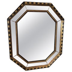 Vintage Hollywood Regency Style Octagonal Mirror with Stripes by Chapman