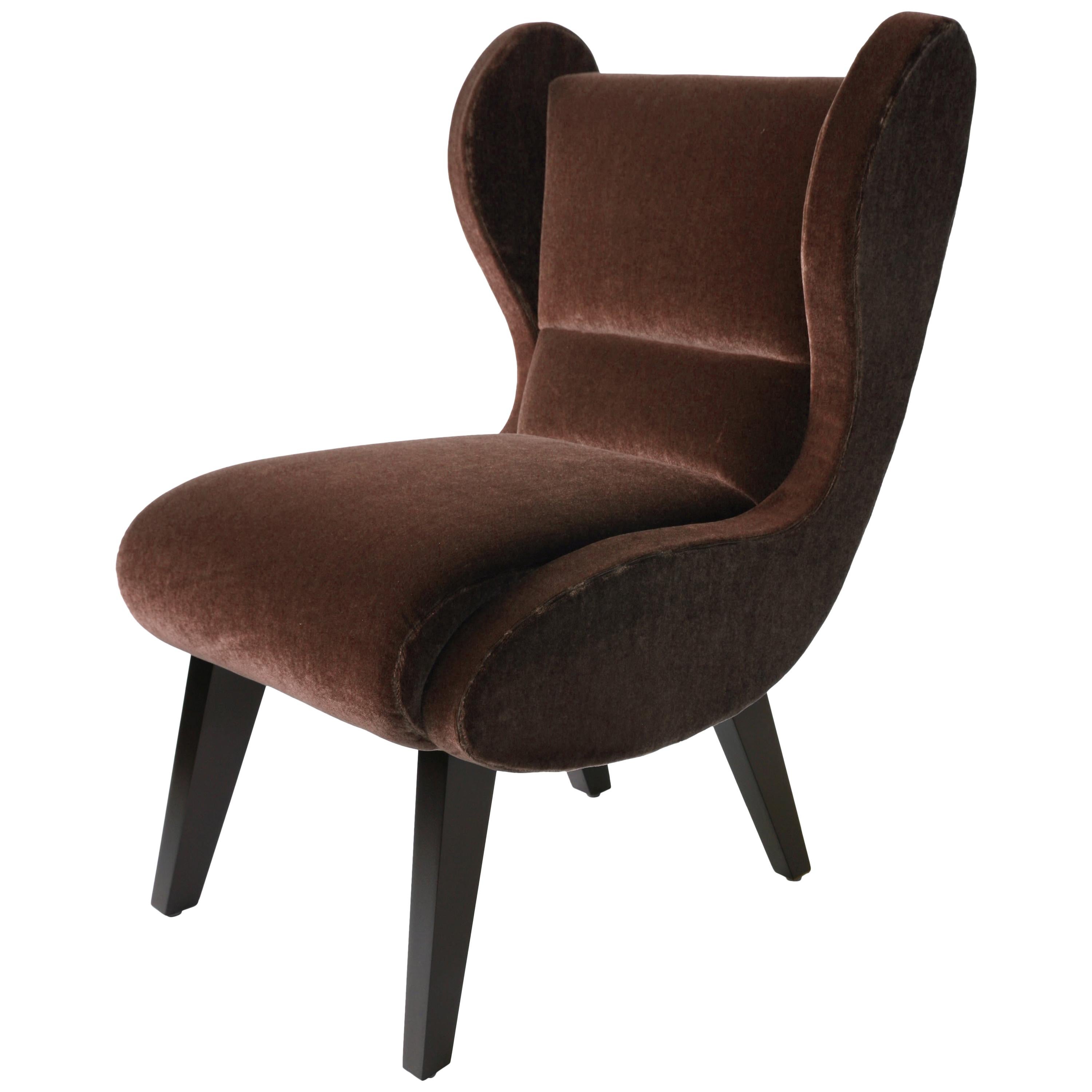Wingback Lounge Chair for PortHouse, Mohair + Maple, Jordan Mozer USA, C. 2003 For Sale