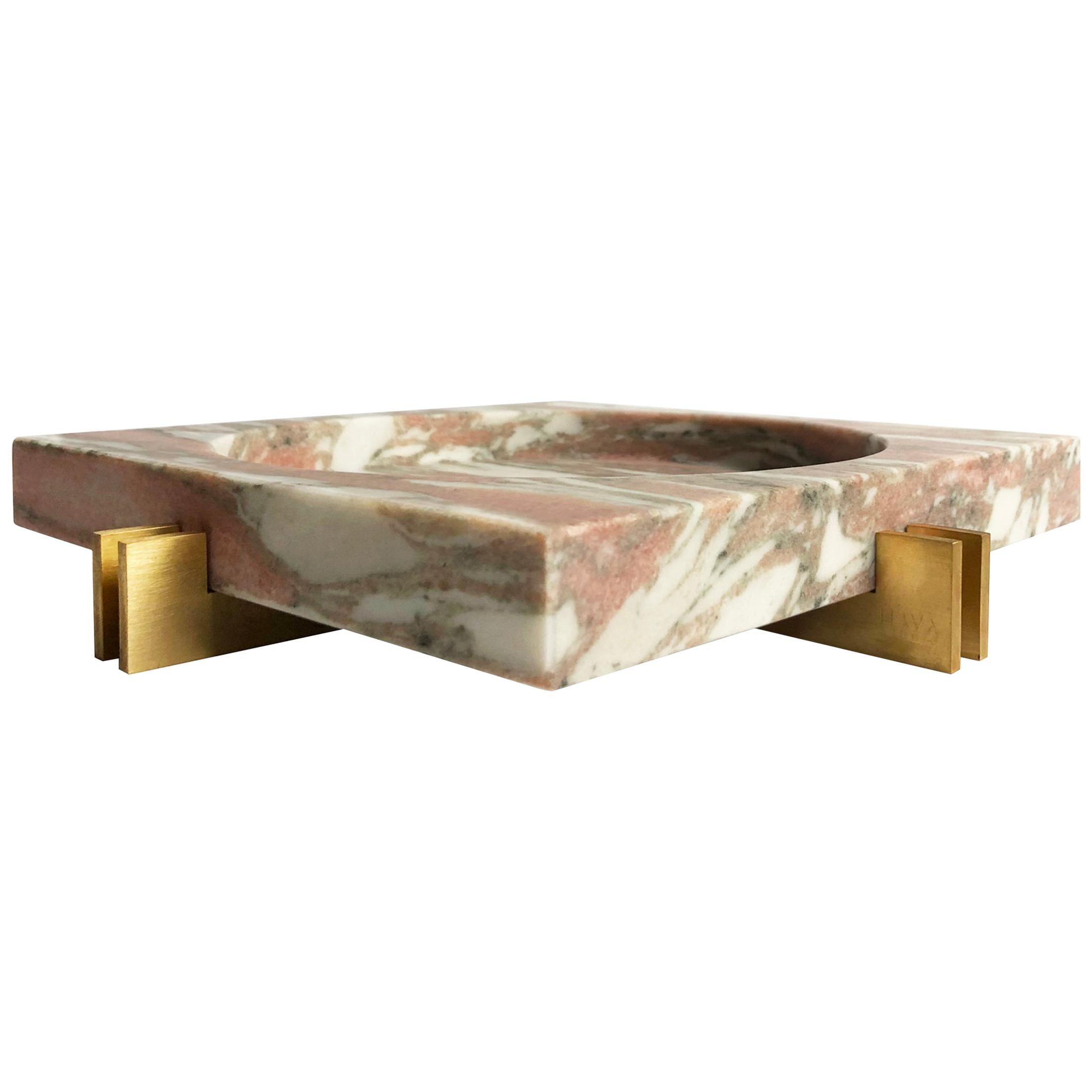 Parallel Bowl in Pink Marble For Sale