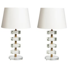 Pair of Murano Glass Lamps in the Style of Cenedese