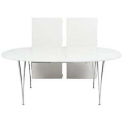 Piet Hein & Bruno Mathsson Dining Table with 2 Extension Leafs Super Elipse