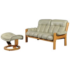 Ekornes Stressless Montana Solid Teak Loveseat Sofa by J.E. Ekornes, Norway