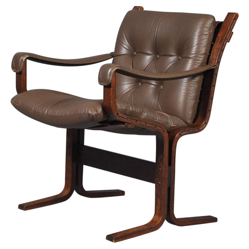 Midcentury Norwegian Ingmar Relling Westnofa 'Siesta' Leather Lounge Chair
