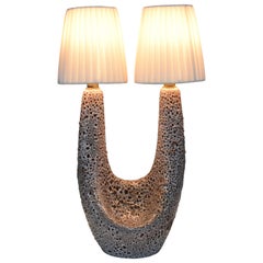 Lampe de table en céramique française du milieu du siècle par Vallauris le Vaucour, années 1950
