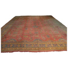 19th Century Very Large Antique Handmade Turkish Oushak Rug Carpet