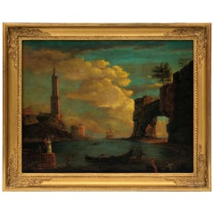 Neoclassical Port Scene, Signed A. Giel, 1790s