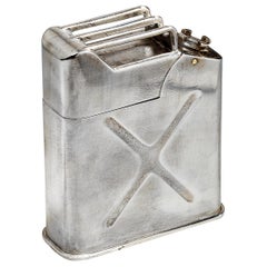 Vintage Silver Plated WW2 Novelty 'Jerrican' Table Lighter, French, 1940s