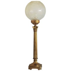 Large 19th Century Bronze Column Candelabra Table Lamp
