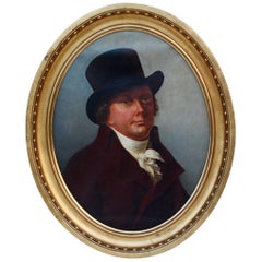 Antique Successor of Jens Juel, Portrait of Merchant Poul Johan Schouw, 1850s