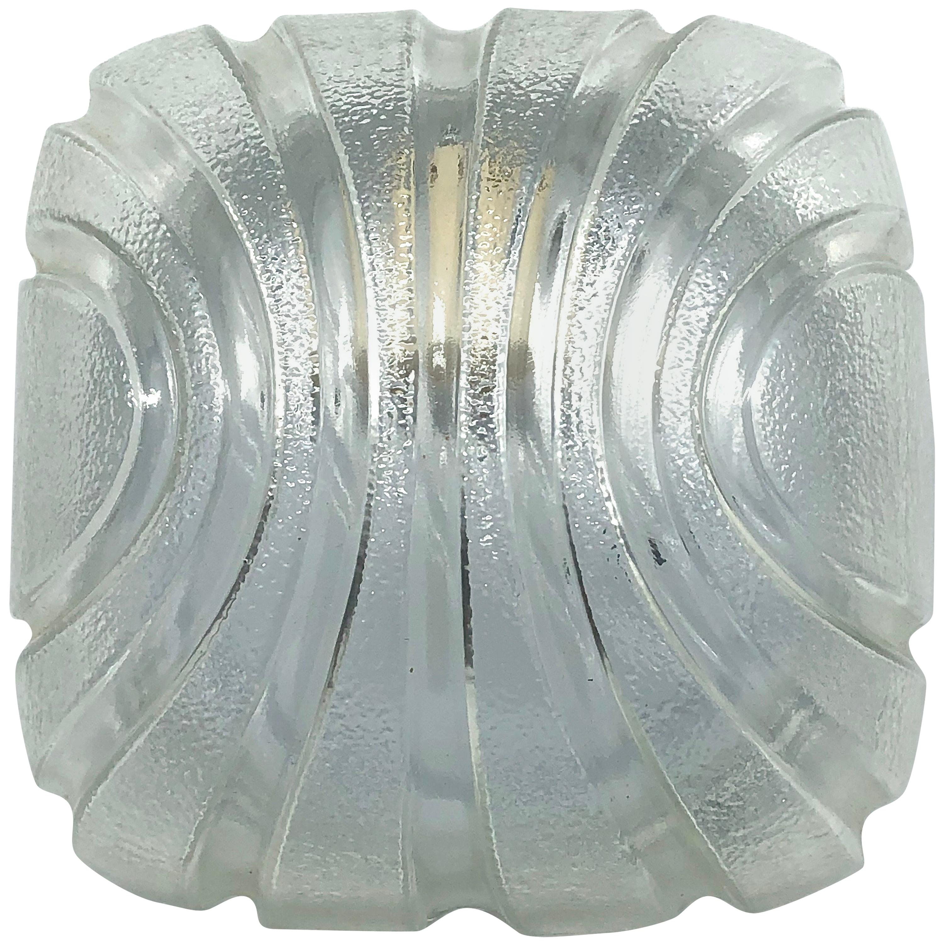 Petite Modernist Futuristic Ice Glass Flush Mount, anni '80