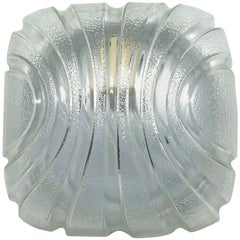 Petite Modernist Futuristic Ice Glass Flush Mount, anni '80