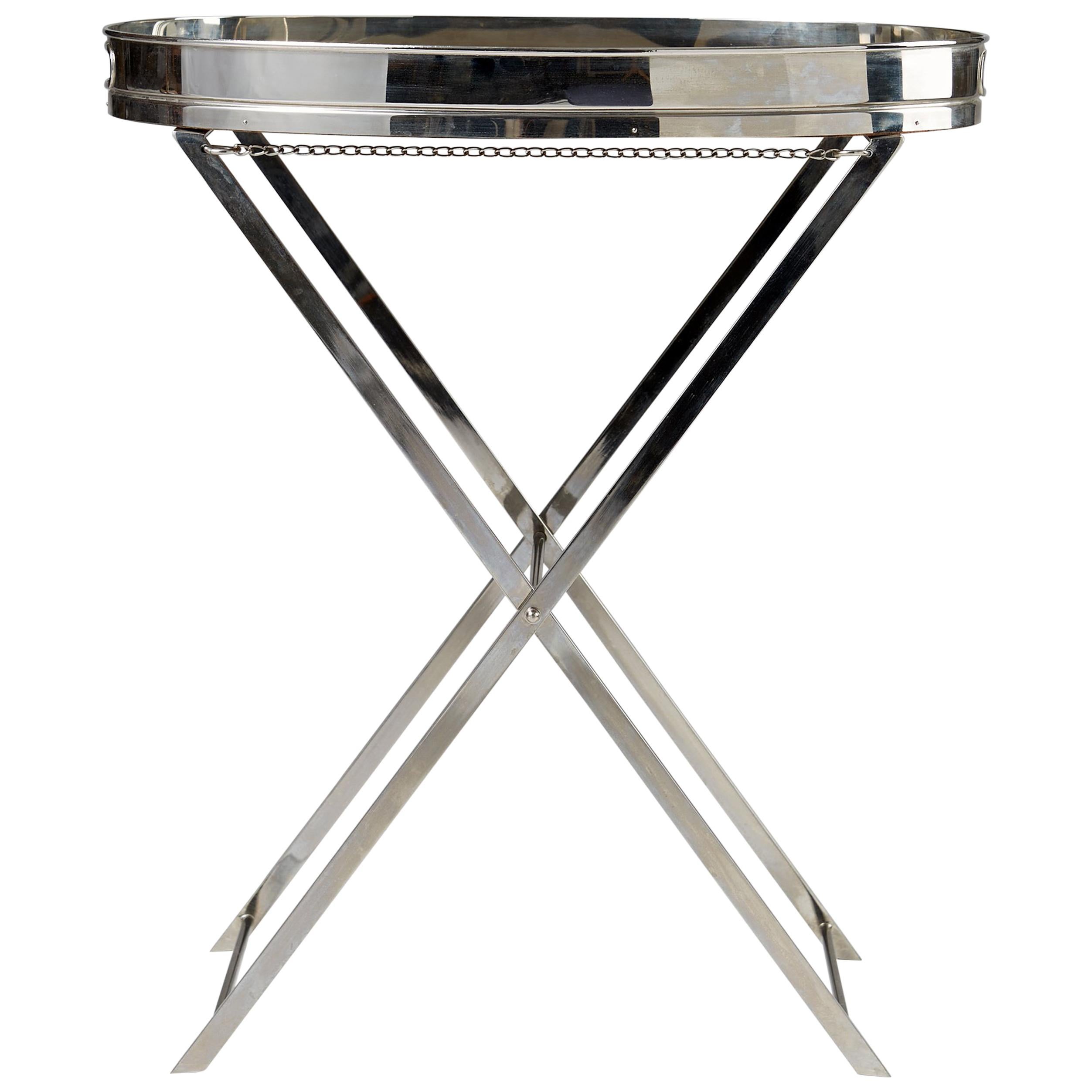 1980s Chrome Tray Table, Anonymous for Svenskt Tenn, Sweden