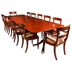 George III Regency Dining Table 19th Century with 12 Bespoke Dining Chairs