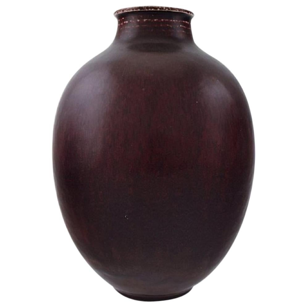 Royal Copenhagen Kresten Bloch Unique Stoneware Vase in Oxblood Glaze